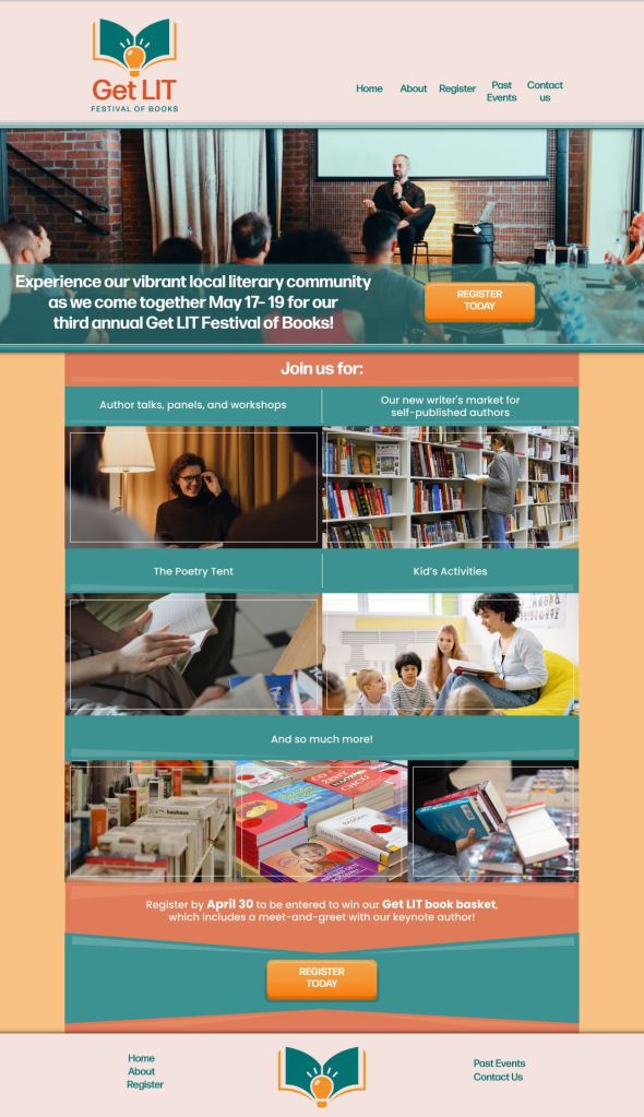 Get LIT Festival of Books desktop landing page mock-up